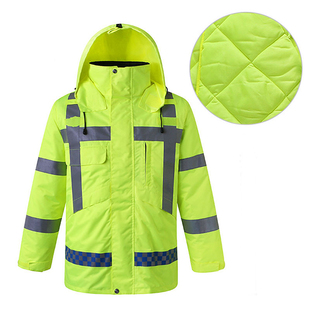 cnss反光棉衣冬季加厚反光防寒服道路交通安全荧光棉衣外套